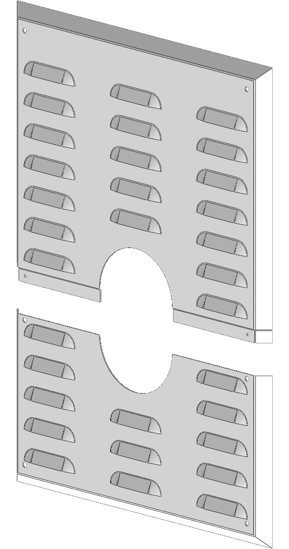 Wandblende mit Hinterlüftung für raumluftäbhängigen Betrieb